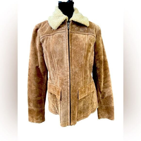 Vintage Avanti Leather Jacket with Sherpa Collar Size Medium 1970's Vibes - Picture 1 of 8